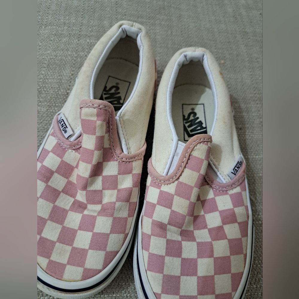 Vans Kids Pink Checkered Slip-On Shoes
